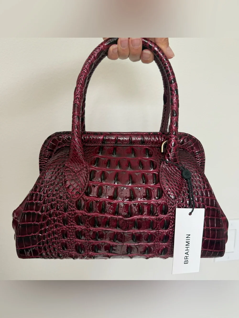 Brahmin Mika Satchel Cherry Lacquer Melbourne Leather